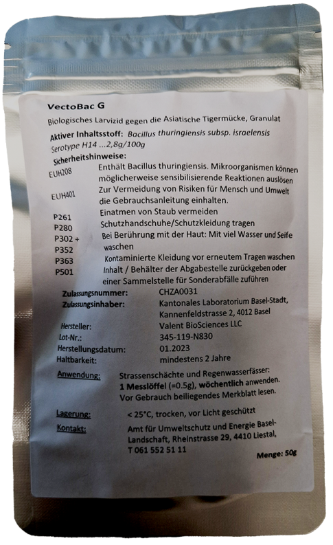 «Vectobac G» gegen die Verbreitung der Tigermücke